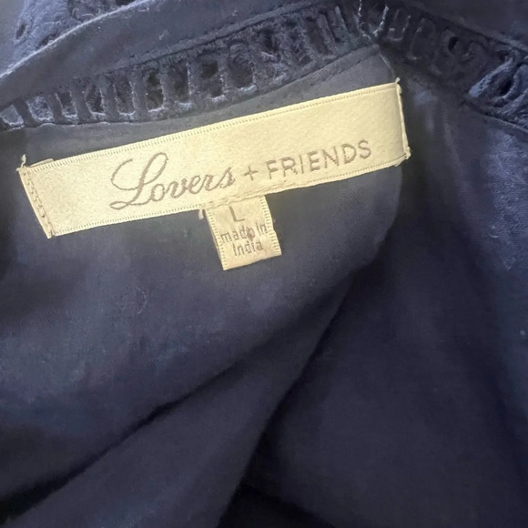 Lovers + Friends navy blue eyelet lace 
Thea Top in Deep Navy tie front top - Picture 8 of 9